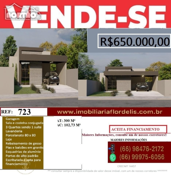 CASA a venda no JARDIM BOUGAINVILLE - SINOP MT em Sinop/MT