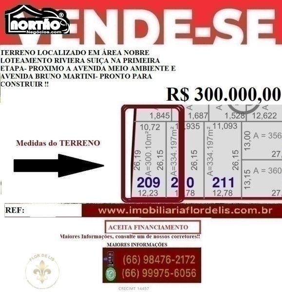 TERRENO a venda no RESIDENCIAL RIVIERA SUIÇA- SINOP MT em Sinop/MT