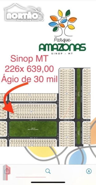 TERRENO a venda no PARQUE AMAZONAS em Sinop/MT