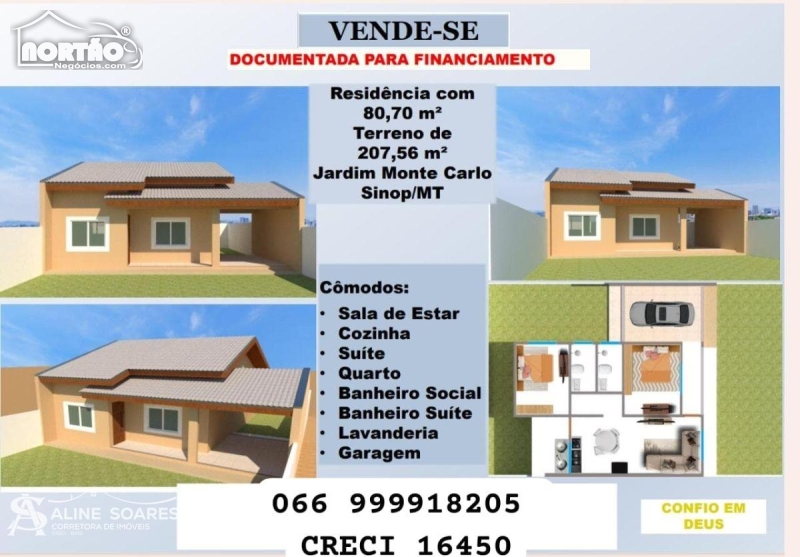 CASA A VENDA NO JARDIM MONTE CARLO EM SINOP/MT