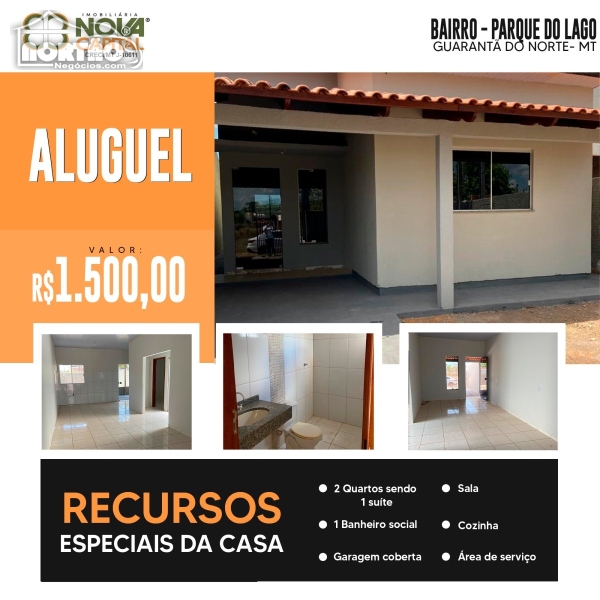 CASA para locação no PARQUE DO LAGO em Guarantã do Norte/MT